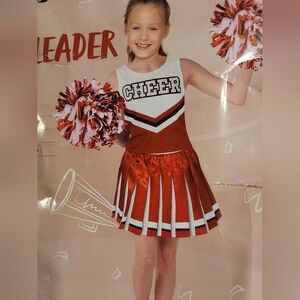 Nwt Girls Small Cheer Leader Set. Red White Size 4 To 6